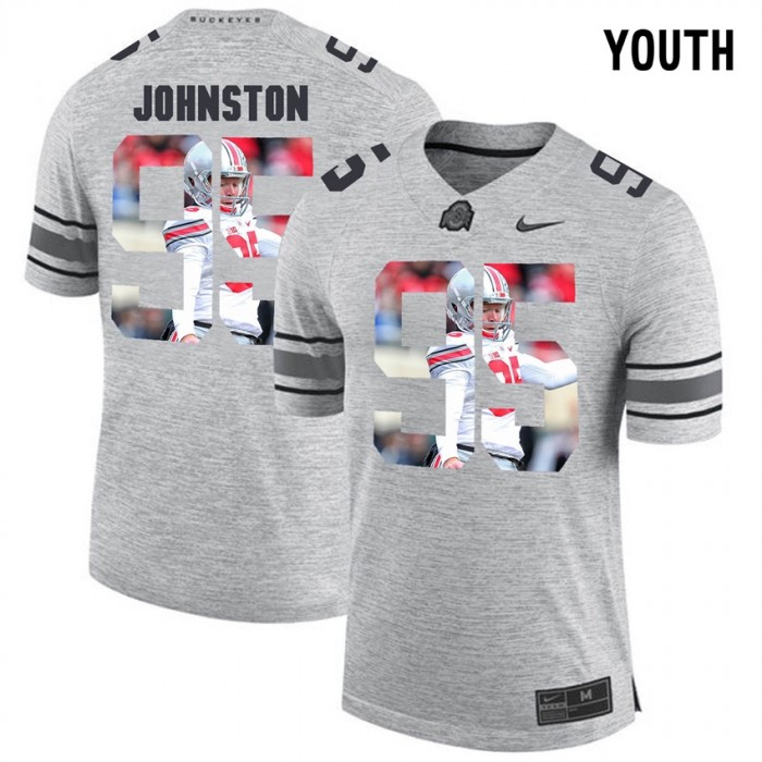 Youth Cameron Johnston Ohio State Buckeyes Gray Football Player Pictorital Gridiron Fashion Limited Jersey