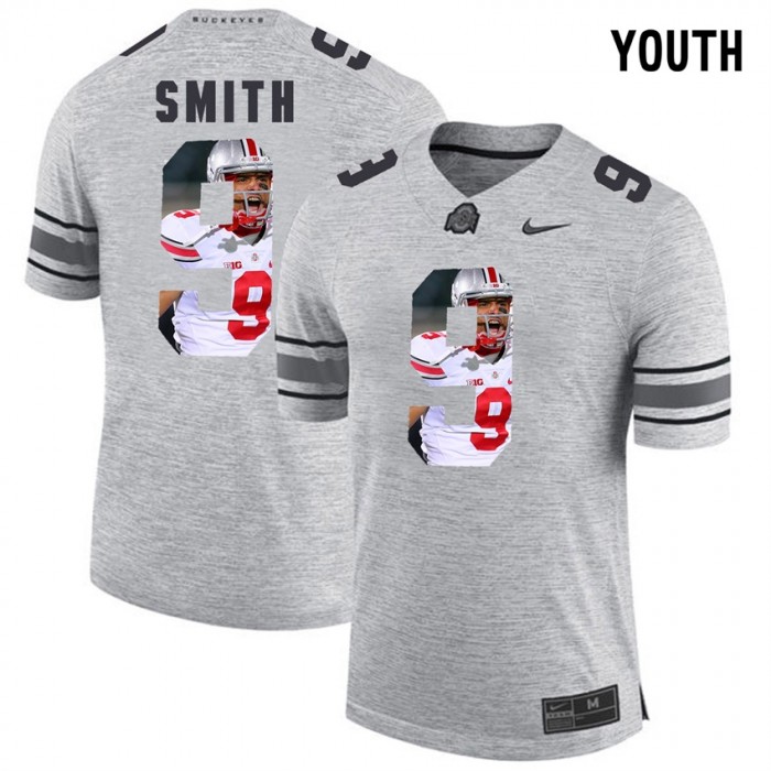 Youth Devin Smith Ohio State Buckeyes Gray Football Player Pictorital Gridiron Fashion Limited Jersey