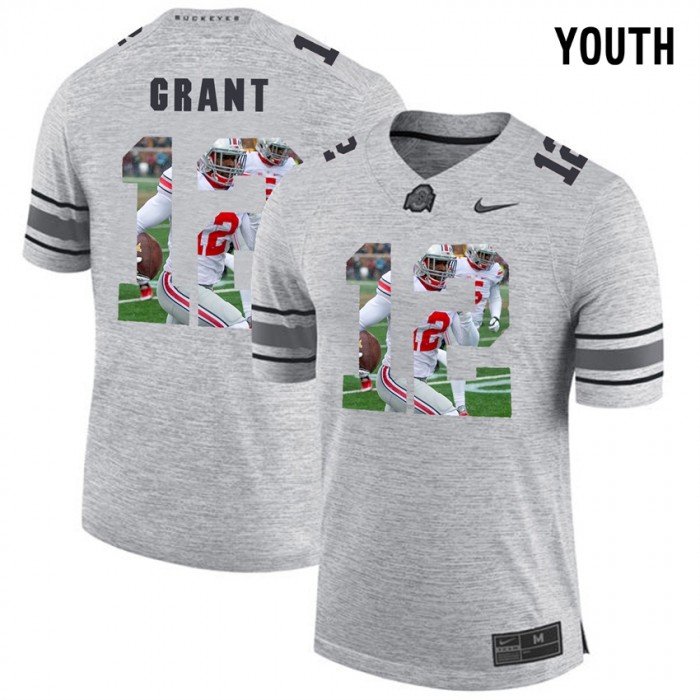 Youth Doran Grant Ohio State Buckeyes Gray Football Player Pictorital Gridiron Fashion Limited Jersey