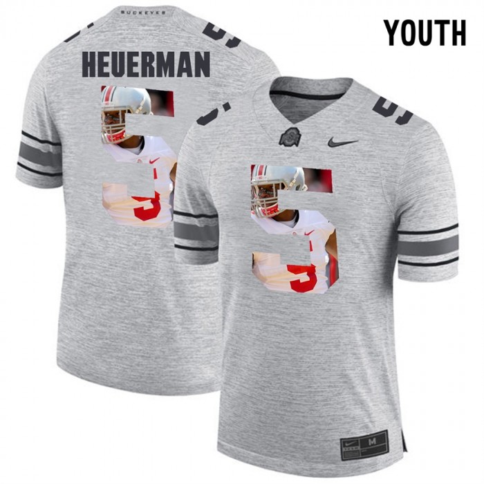 Youth Jeff Heuerman Ohio State Buckeyes Gray Football Player Pictorital Gridiron Fashion Limited Jersey