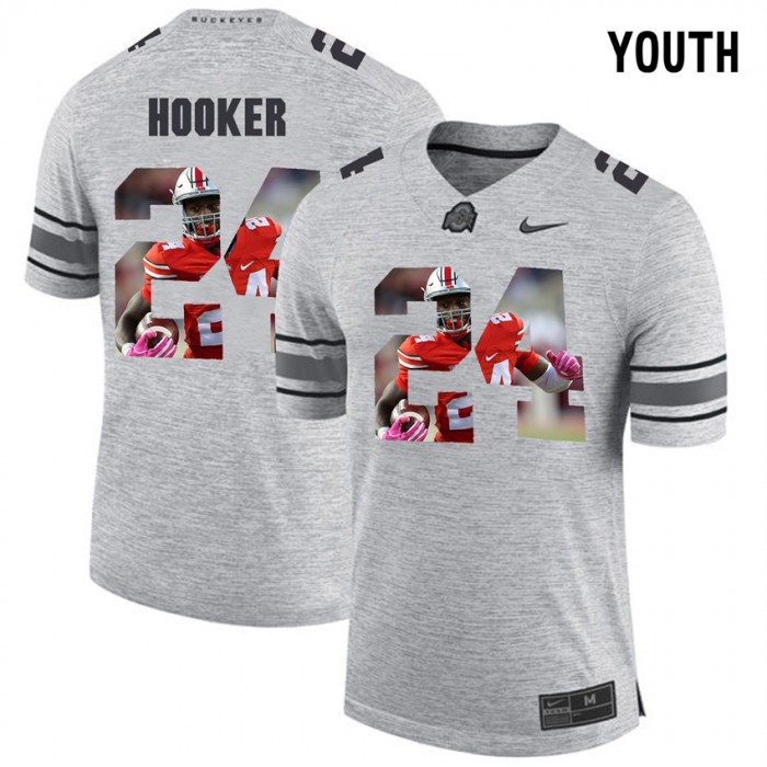 Youth Malik Hooker Ohio State Buckeyes Gray Football Player Pictorital Gridiron Fashion Limited Jersey