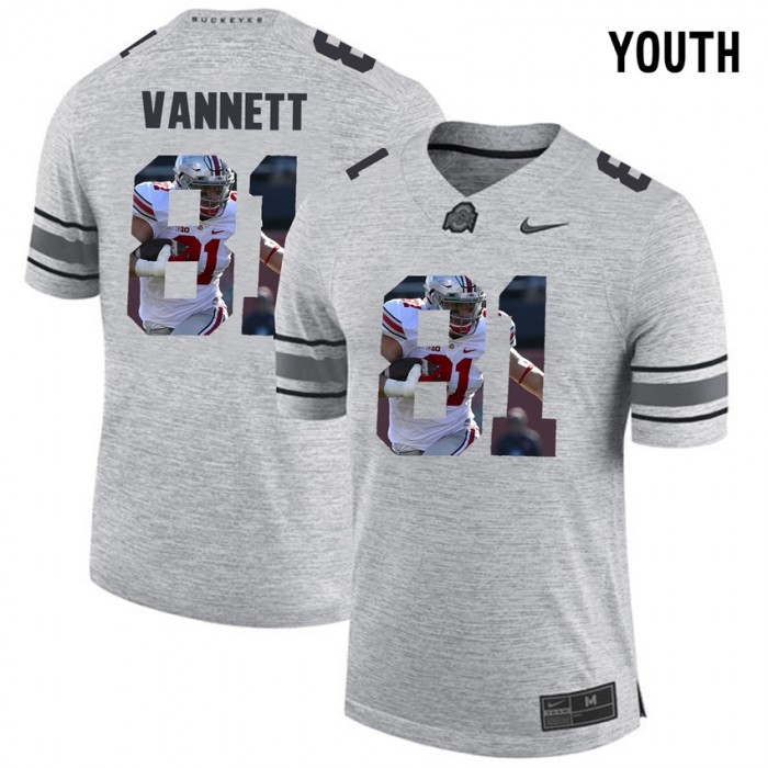 Youth Nick Vannett Ohio State Buckeyes Gray Football Player Pictorital Gridiron Fashion Limited Jersey
