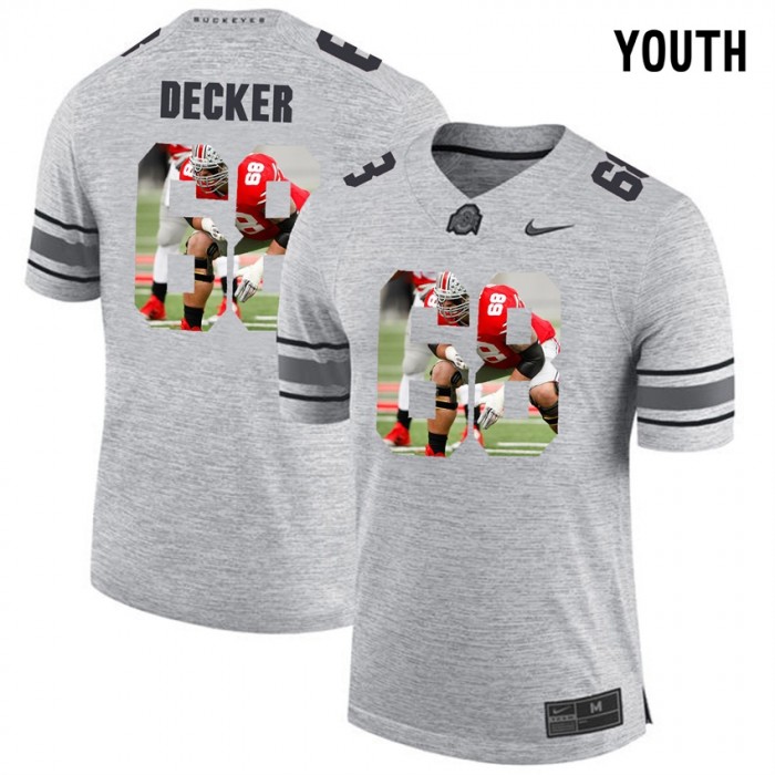 Youth Taylor Decker Ohio State Buckeyes Gray Football Player Pictorital Gridiron Fashion Limited Jersey