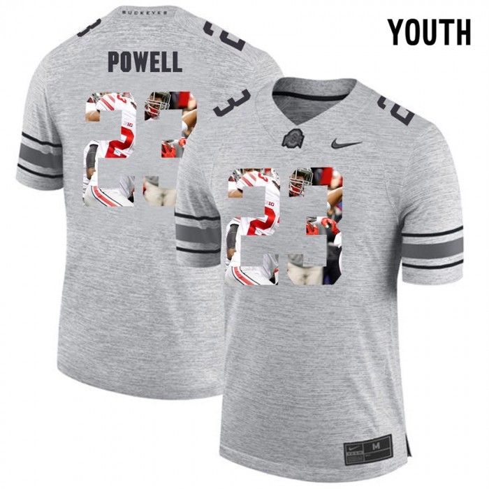 Youth Tyvis Powell Ohio State Buckeyes Gray Football Player Pictorital Gridiron Fashion Limited Jersey