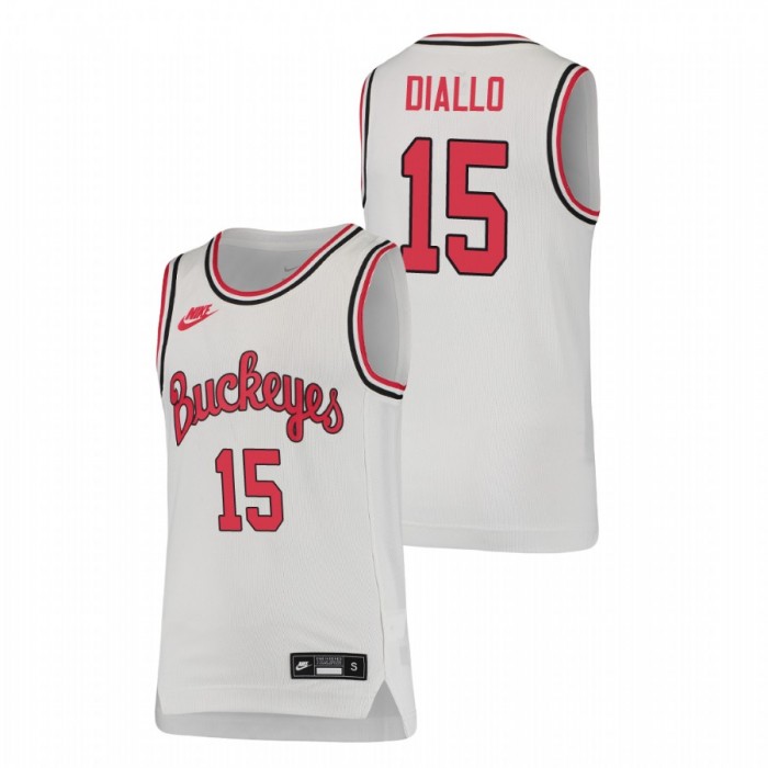 Ohio State Buckeyes Ibrahima Diallo Jersey Basketball White Throwback Youth