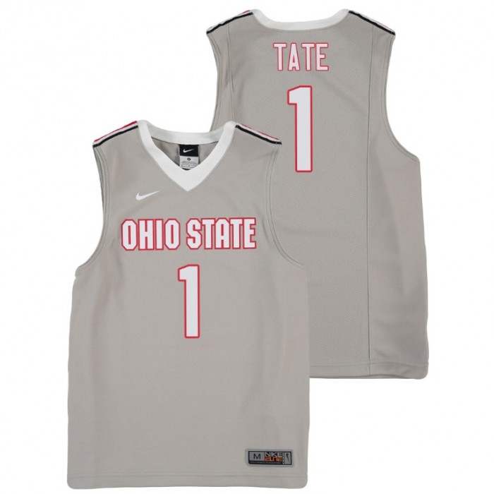 Youth Ohio State Buckeyes College Basketball Gray Jae'Sean Tate Replica Jersey