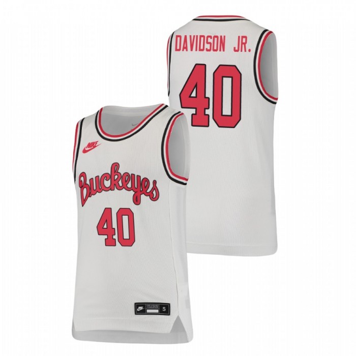 Ohio State Buckeyes Jansen Davidson Jr. Jersey Basketball White Throwback Youth