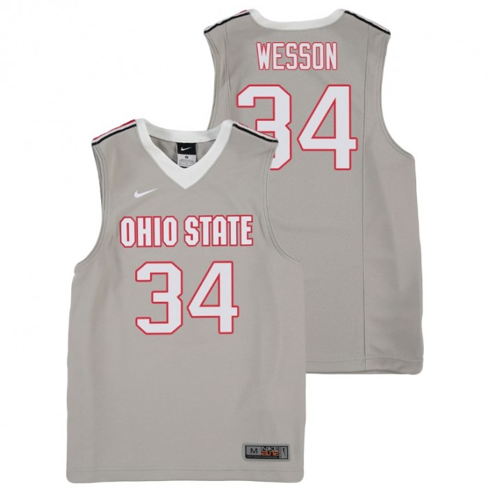 Youth Ohio State Buckeyes College Basketball Gray Kaleb Wesson Replica Jersey