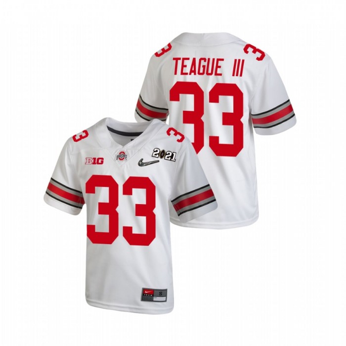 Ohio State Buckeyes Master Teague III 2021 National Championship Jersey Youth White