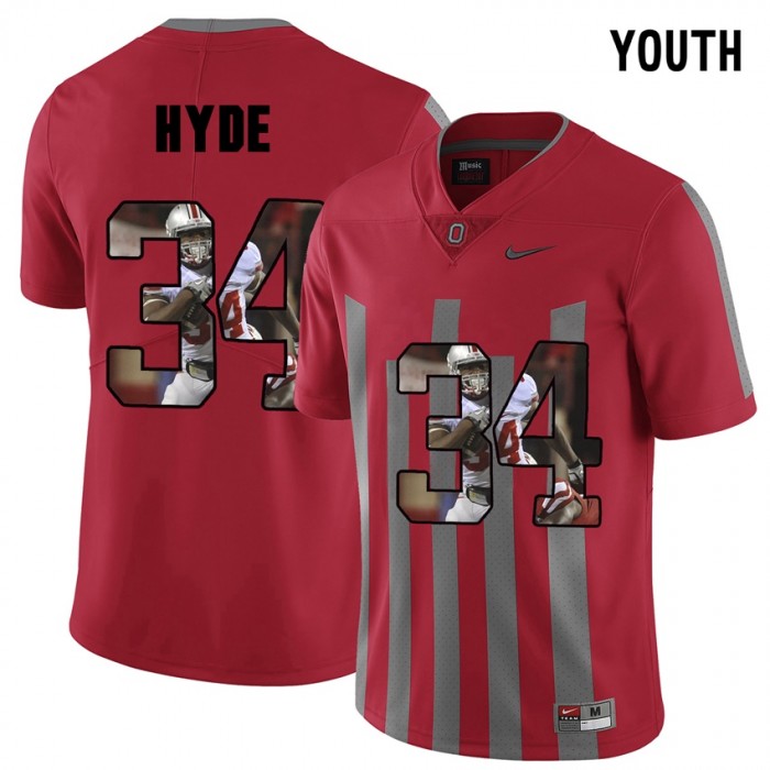 Youth CameCarlos Hyde Ohio State Buckeyes Red Player Pictorital Fashion Football Jersey