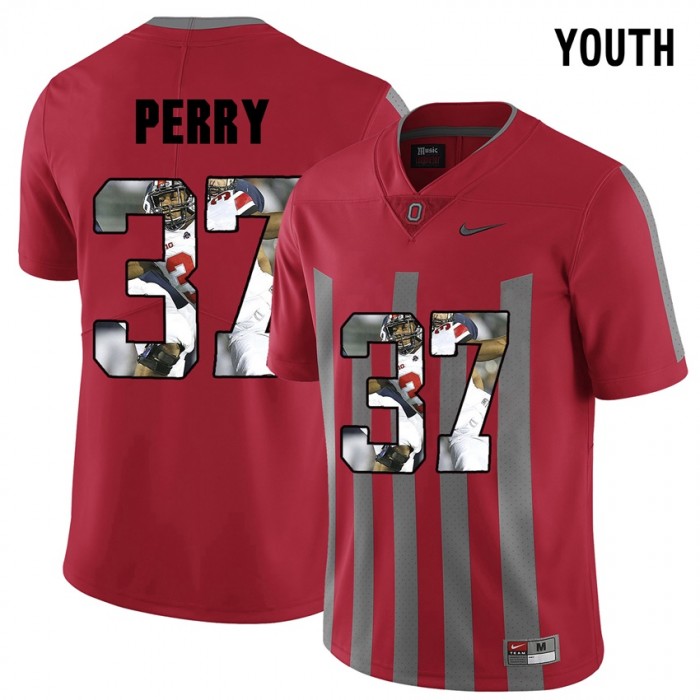 Youth Joshua Perry Ohio State Buckeyes Red Player Pictorital Fashion Football Jersey