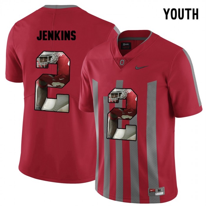Youth Malcolm Jenkins Ohio State Buckeyes Red Player Pictorital Fashion Football Jersey