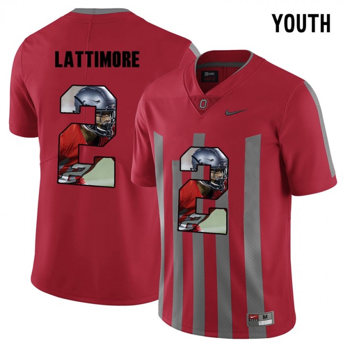 Youth Marshon Lattimore Ohio State Buckeyes Red Player Pictorital Fashion Football Jersey