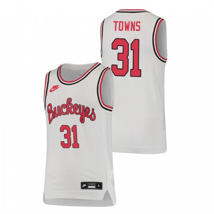Ohio State Buckeyes Seth Towns Jersey Basketball White Throwback Youth