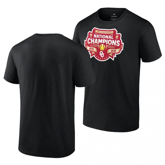 Oklahoma Sooners Black 2022 NCAA Softball World Series Champs Strike T-Shirt Unisex