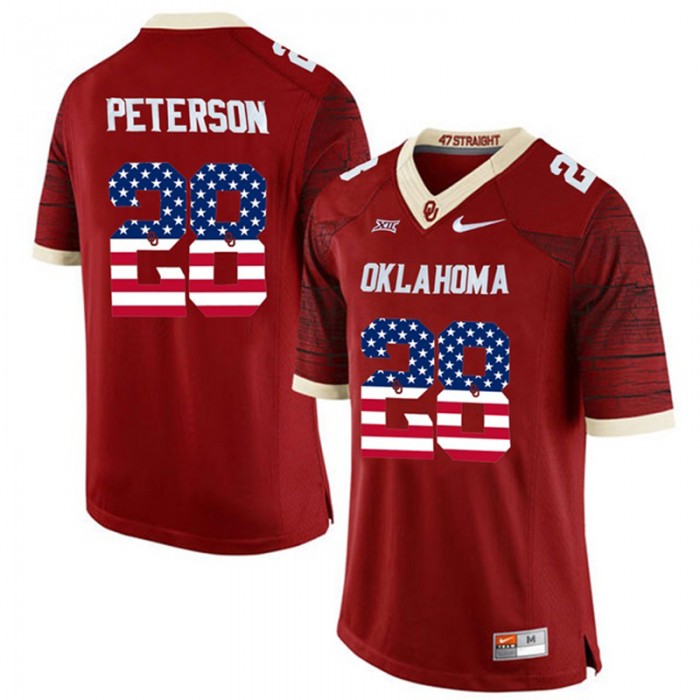 2017 US Flag Fashion Male Oklahoma Sooners Adrian Peterson Crinson College Football Limited Jersey