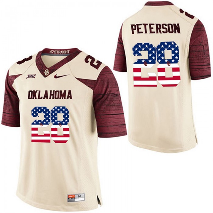 2017 US Flag Fashion Male Oklahoma Sooners Adrian Peterson White College Football Limited Jersey