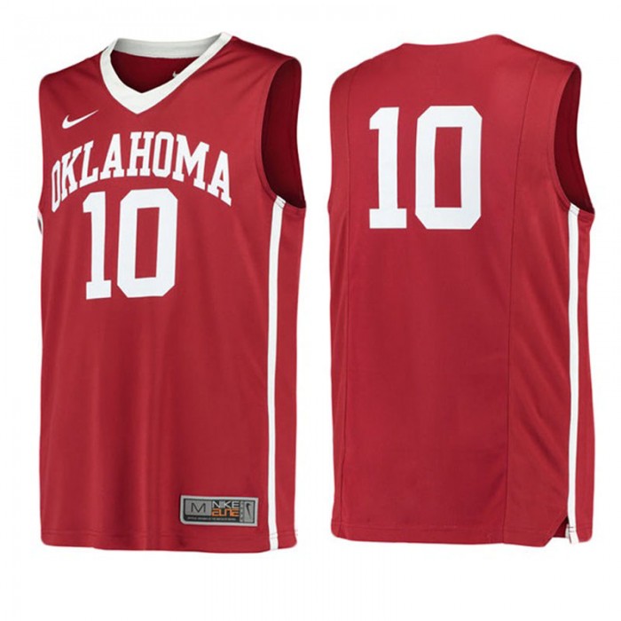 Male Oklahoma Sooners #10 Crimson Performance Basketball Jersey