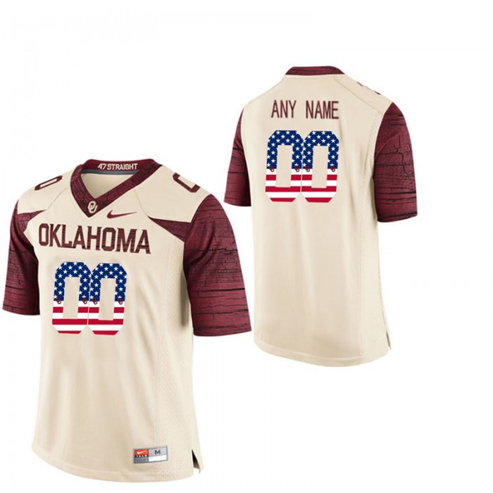 Male Oklahoma Sooners #00 White Custom College Football Limited Jersey US Flag Fashion