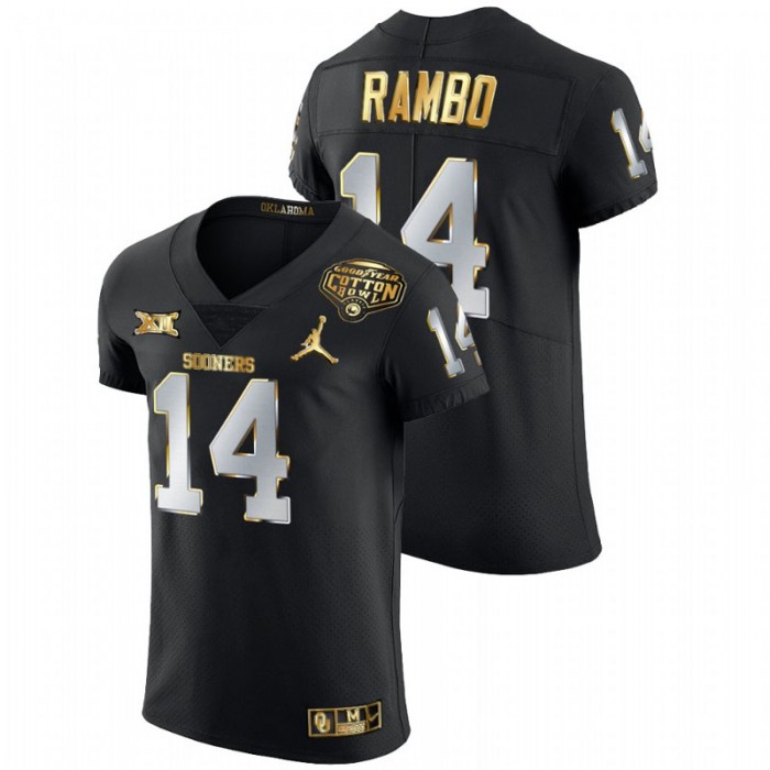 Charleston Rambo Oklahoma Sooners 2020 Cotton Bowl Black Golden Edition Jersey