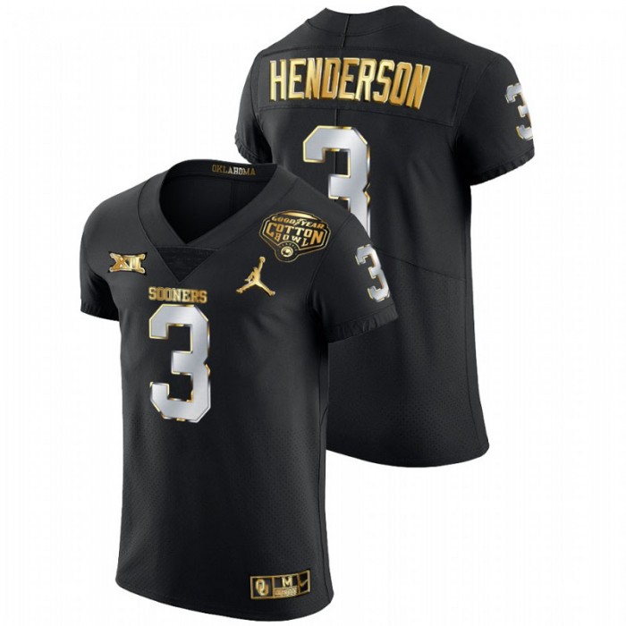 Mikey Henderson Oklahoma Sooners 2020 Cotton Bowl Black Golden Edition Jersey