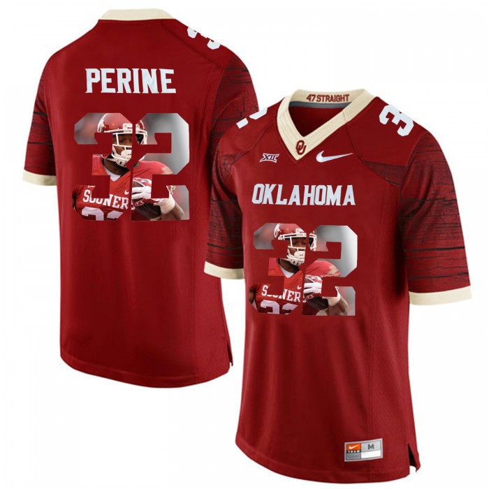Male Oklahoma Sooners Samaje Perine Crimson Football Jersey With Player Pictorial Big XII