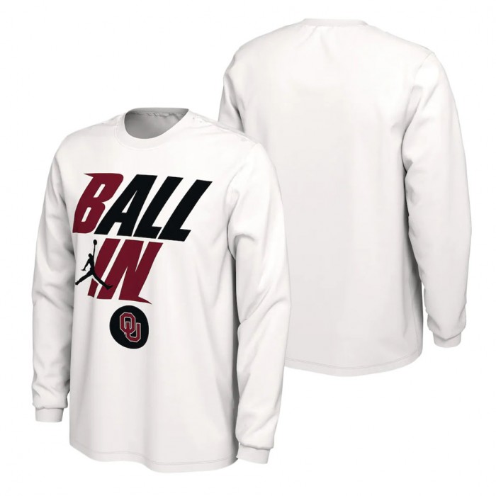 Oklahoma Sooners Jordan Brand Ball In Bench Long Sleeve T-Shirt White