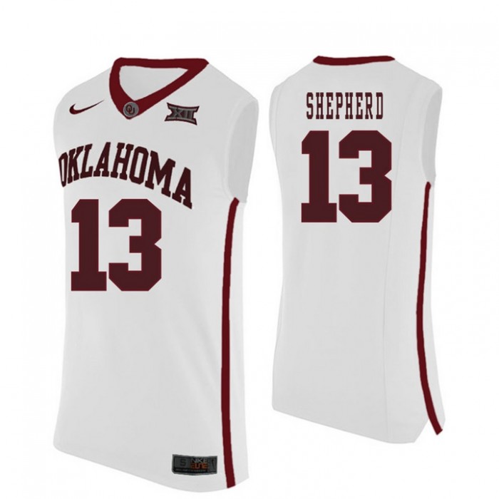 Oklahoma Sooners #13 Jordan Shepherd White College Basketball Jersey