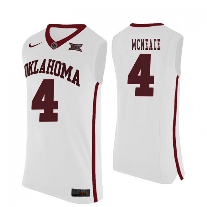 Oklahoma Sooners #4 Jamuni McNeace White College Basketball Jersey