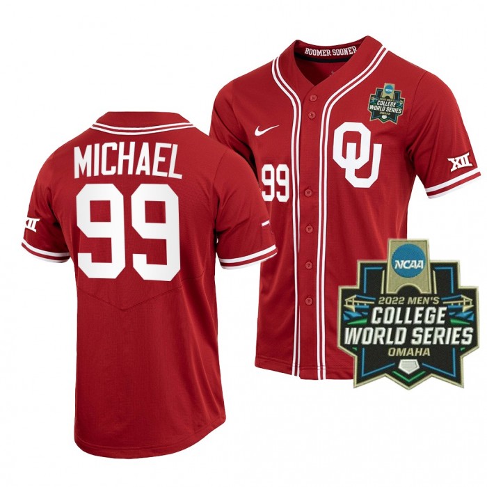 Oklahoma Sooners Trevin Michael 2022 College World Series Baseball Crimson #99 Jersey