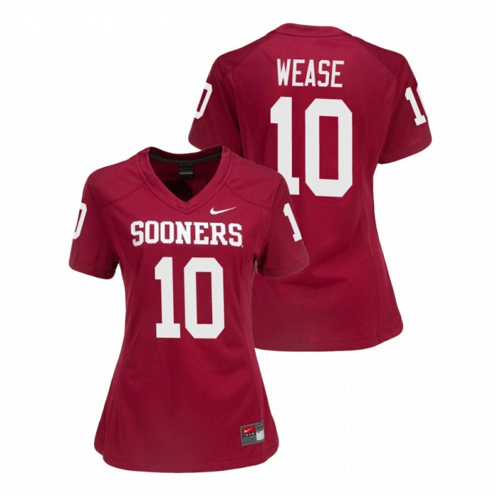 Oklahoma Sooners Theo Wease College Football Game Jersey Women's Crimson