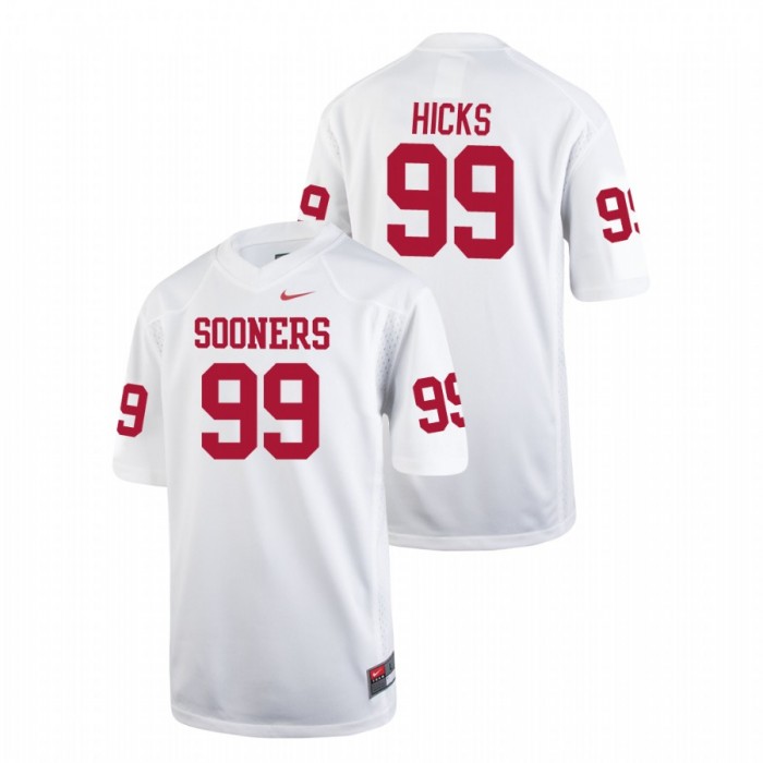 Marcus Hicks Oklahoma Sooners College Football Replica White Jersey Youth