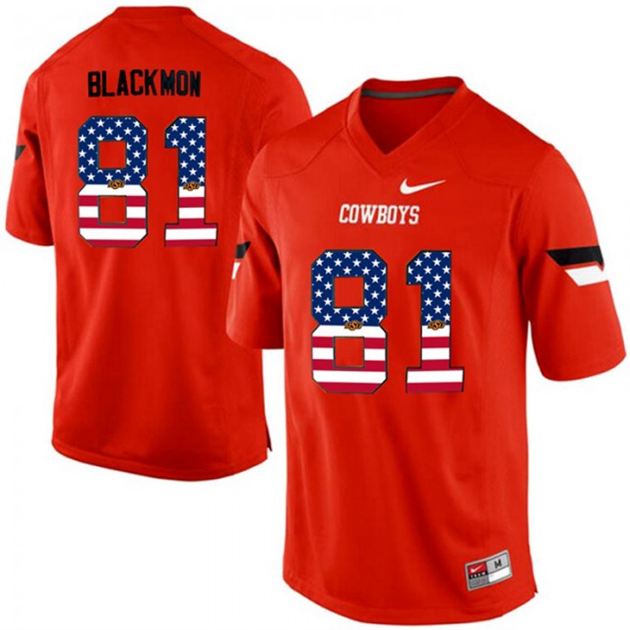 2017 US Flag Fashion Male Oklahoma State Cowboys Justin Blackmon Orange Pro Combat NCAA Football Jersey