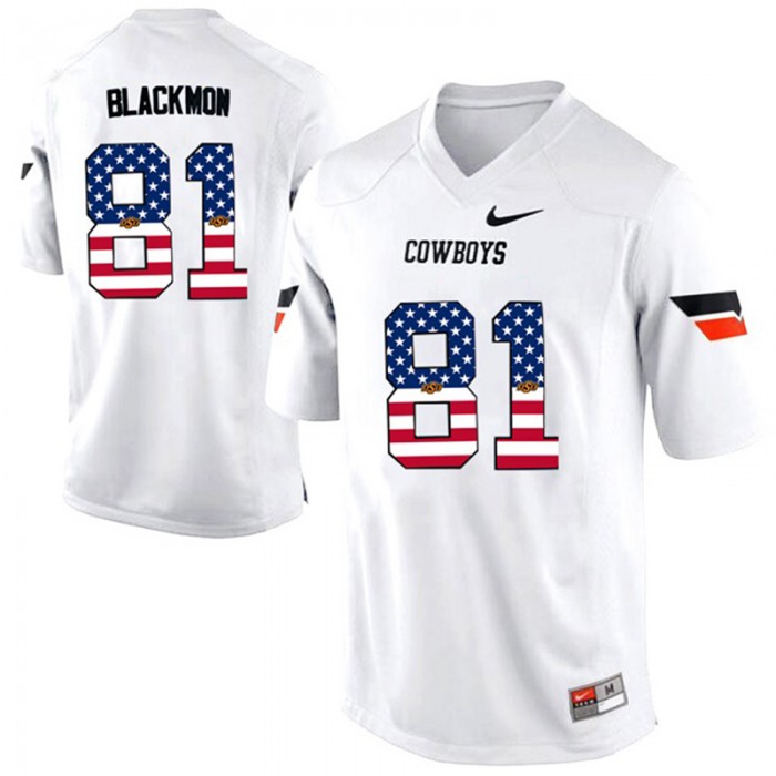 2017 US Flag Fashion Male Oklahoma State Cowboys Justin Blackmon White Pro Combat NCAA Football Jersey