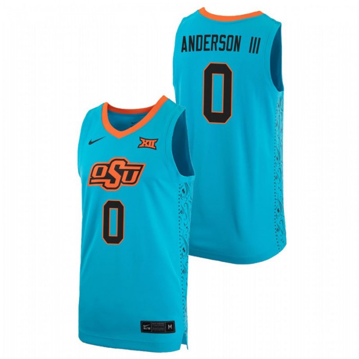 OKLAHOMA STATE COWBOYS Avery Anderson III Basketball Alternate Replica Jersey Turquoise For Men