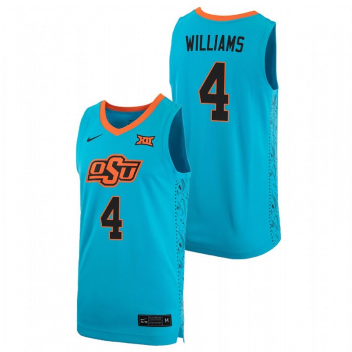 OKLAHOMA STATE COWBOYS Donovan Williams Basketball Alternate Replica Jersey Turquoise For Men