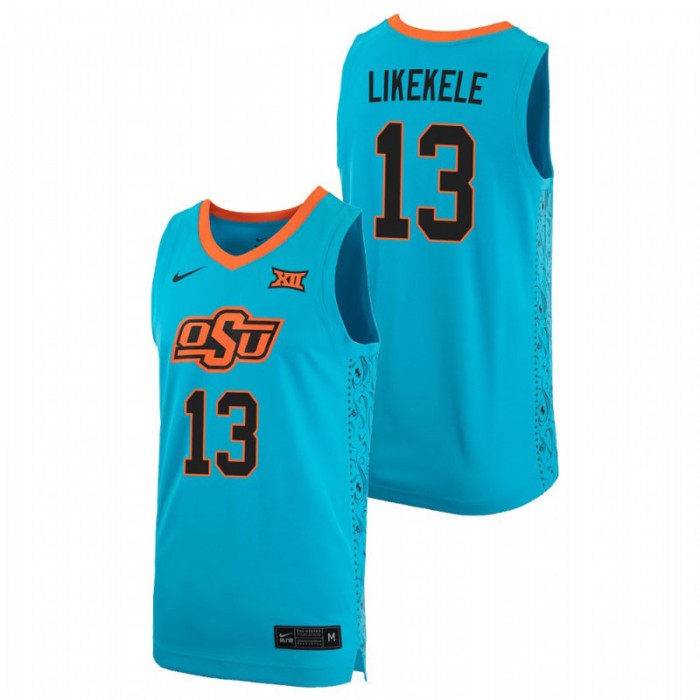 OKLAHOMA STATE COWBOYS Isaac Likekele Basketball Alternate Replica Jersey Turquoise For Men