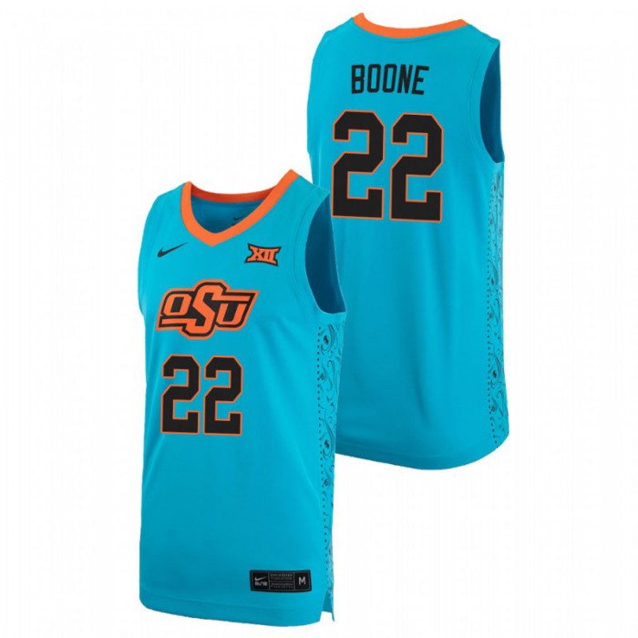 OKLAHOMA STATE COWBOYS Kalib Boone Basketball Alternate Replica Jersey Turquoise For Men