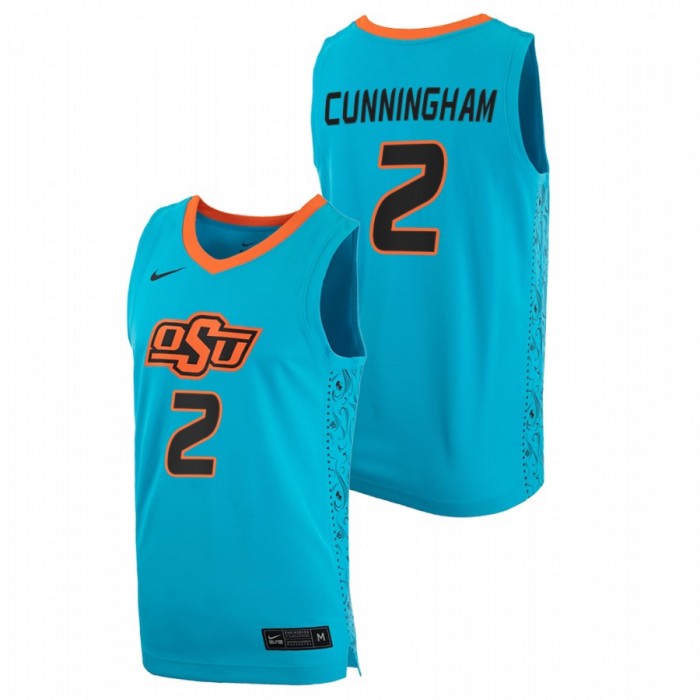 Oklahoma State Cowboys College Basketball Cade Cunningham 2021 NBA Top Prospect Jersey Blue Men