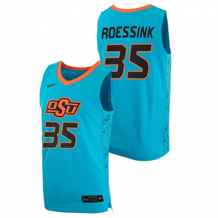 Oklahoma State Cowboys College Basketball Hidde Roessink Jersey Blue Men