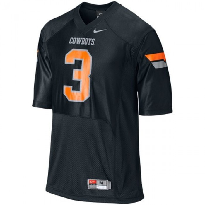 Oklahoma State Cowboys And Cowgirls #3 Brandon Weeden Black Football For Men Jersey