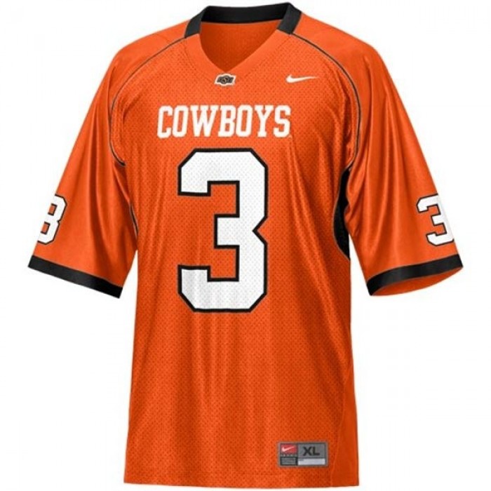 Oklahoma State Cowboys And Cowgirls #3 Brandon Weeden Orange Football For Men Jersey
