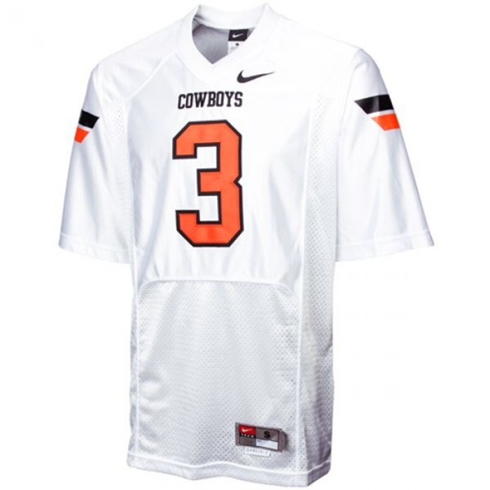 Oklahoma State Cowboys And Cowgirls #3 Brandon Weeden White Football For Men Jersey