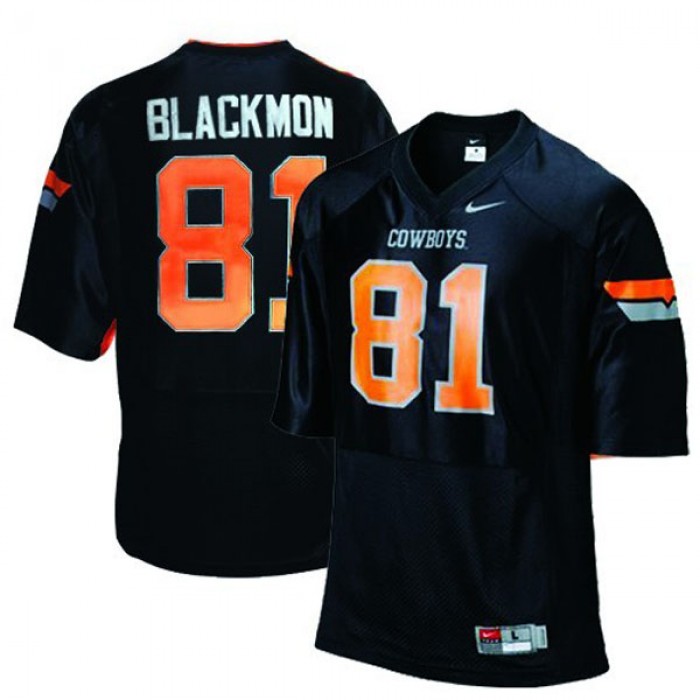 Oklahoma State Cowboys And Cowgirls #81 Justin Blackmon Black Football For Men Jersey