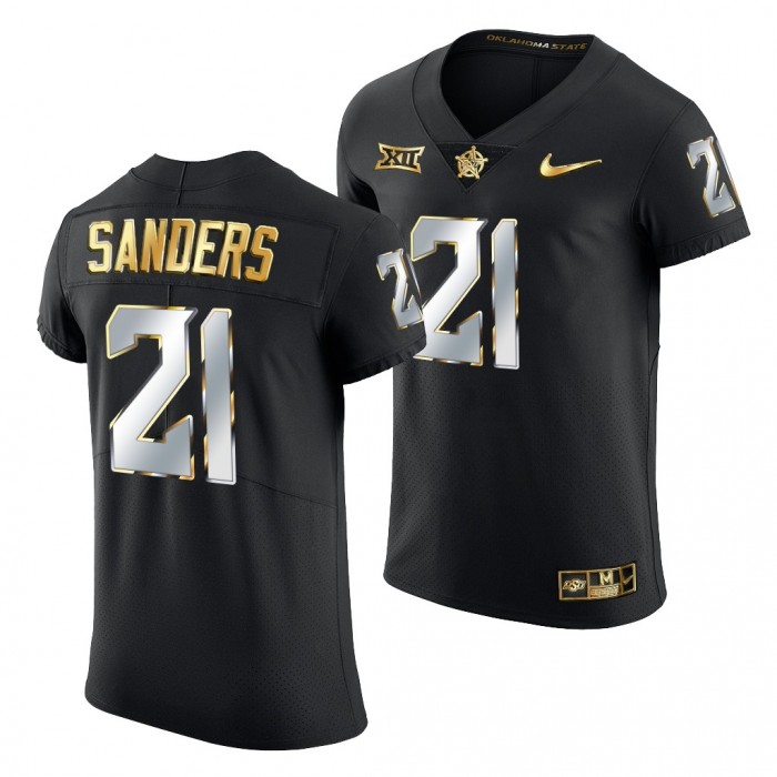 Oklahoma State Cowboys Barry Sanders Jersey Black Golden Edition