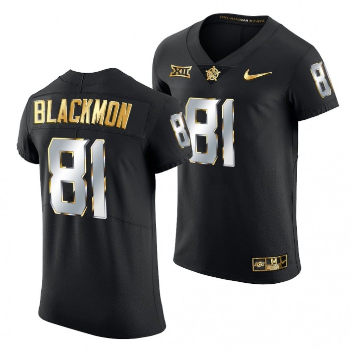 Oklahoma State Cowboys Justin Blackmon Jersey Black Golden Edition