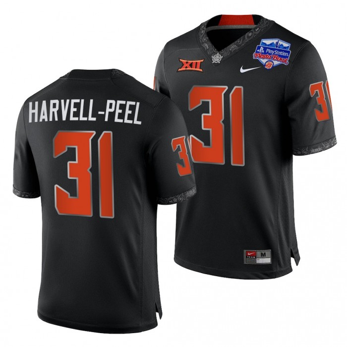 Kolby Harvell-Peel Oklahoma State Cowboys 2022 Fiesta Bowl Black College Football Playoff 31 Jersey Men