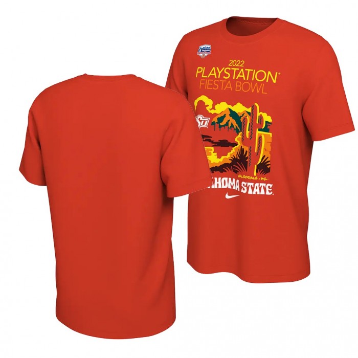 Oklahoma State Cowboys Orange 2022 Fiesta Bowl Illustrated T-Shirt Men