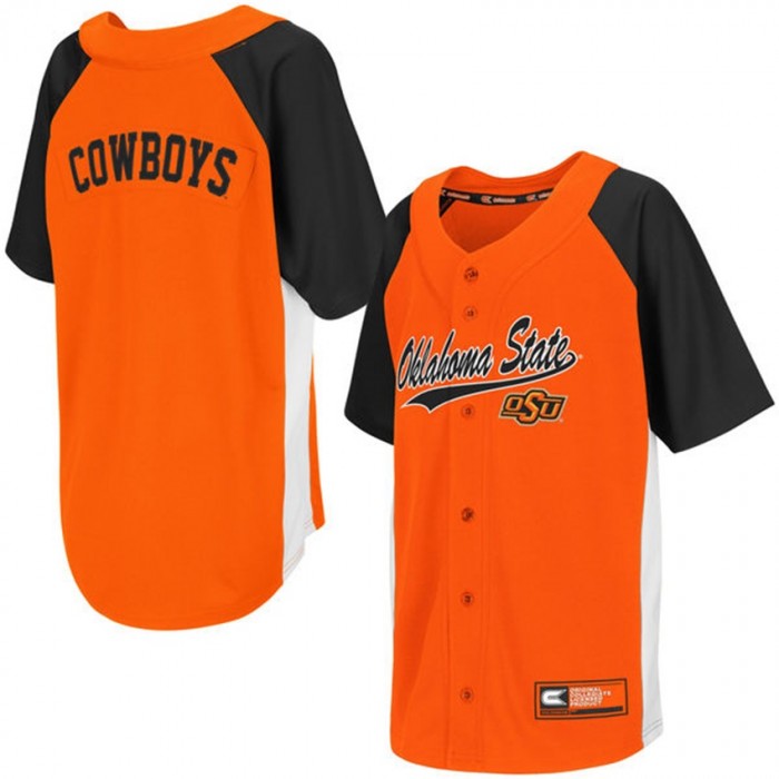 Youth Oklahoma State Cowboys Orange Button-Up Strike Zone Baseball Jersey