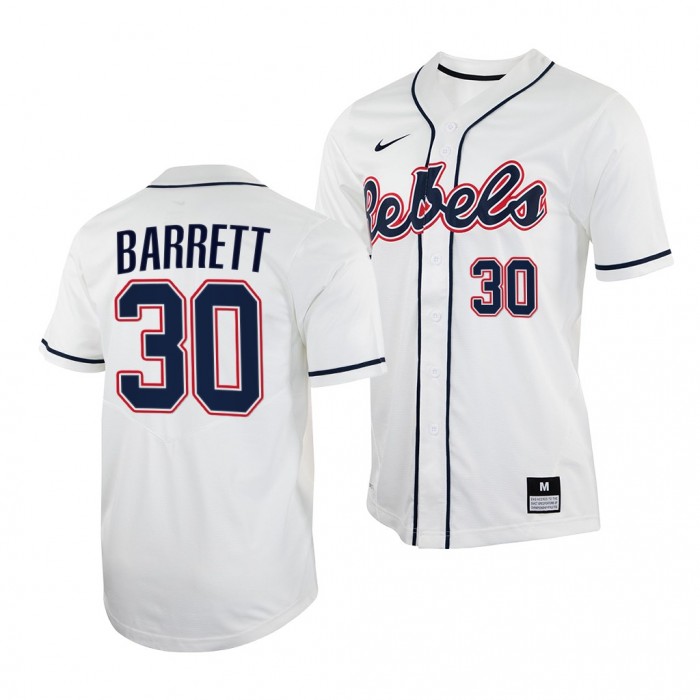 Aaron Barrett Ole Miss Rebels College Baseball Men Jersey-White